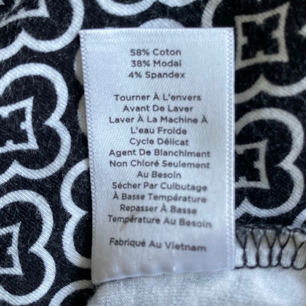 Talbots Black and White Geometric Print‎ Keyhole Neckline Tie Front Size Small - Picture 6 of 10
